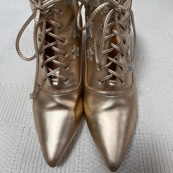 Isa Tapia Metallic Gold and Silver Star Accent Booties Sz. 38 - Picture 2 of 5